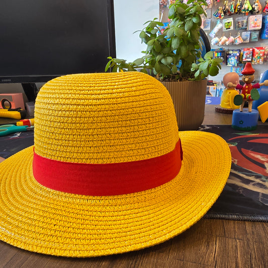 Luffy Straw Hat Cosplay Accessory Anime Sun Beach Hats for Halloween Party Travel Performance Costume Yellow