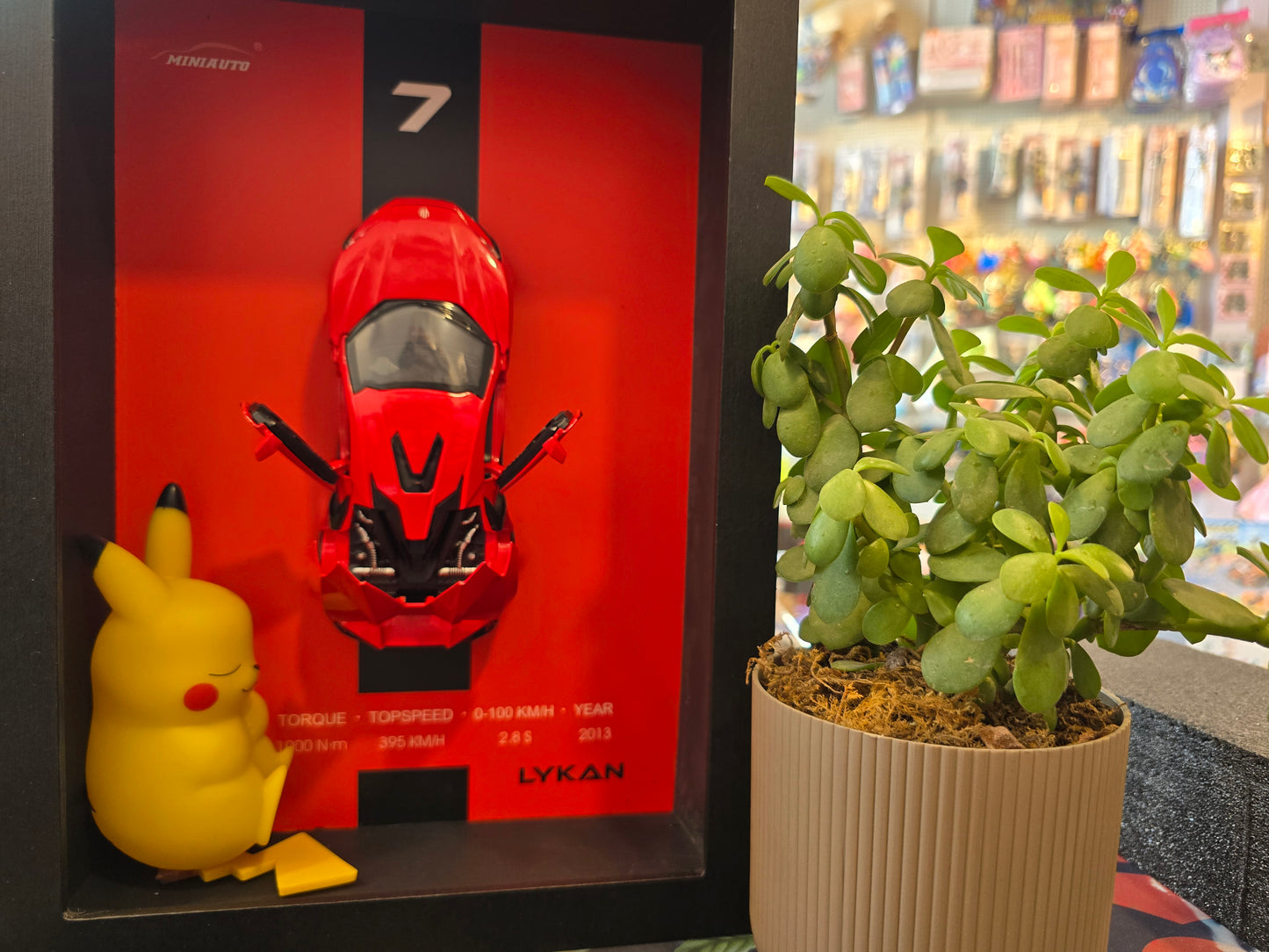 Toy Rush 3D Car Frame Wall Art | Wooden Frame with Removable Die-Cast Cars, Lights, Pull-Back Action & Opening Doors |Gift & Collectible Display for Car Lovers (Lykan)