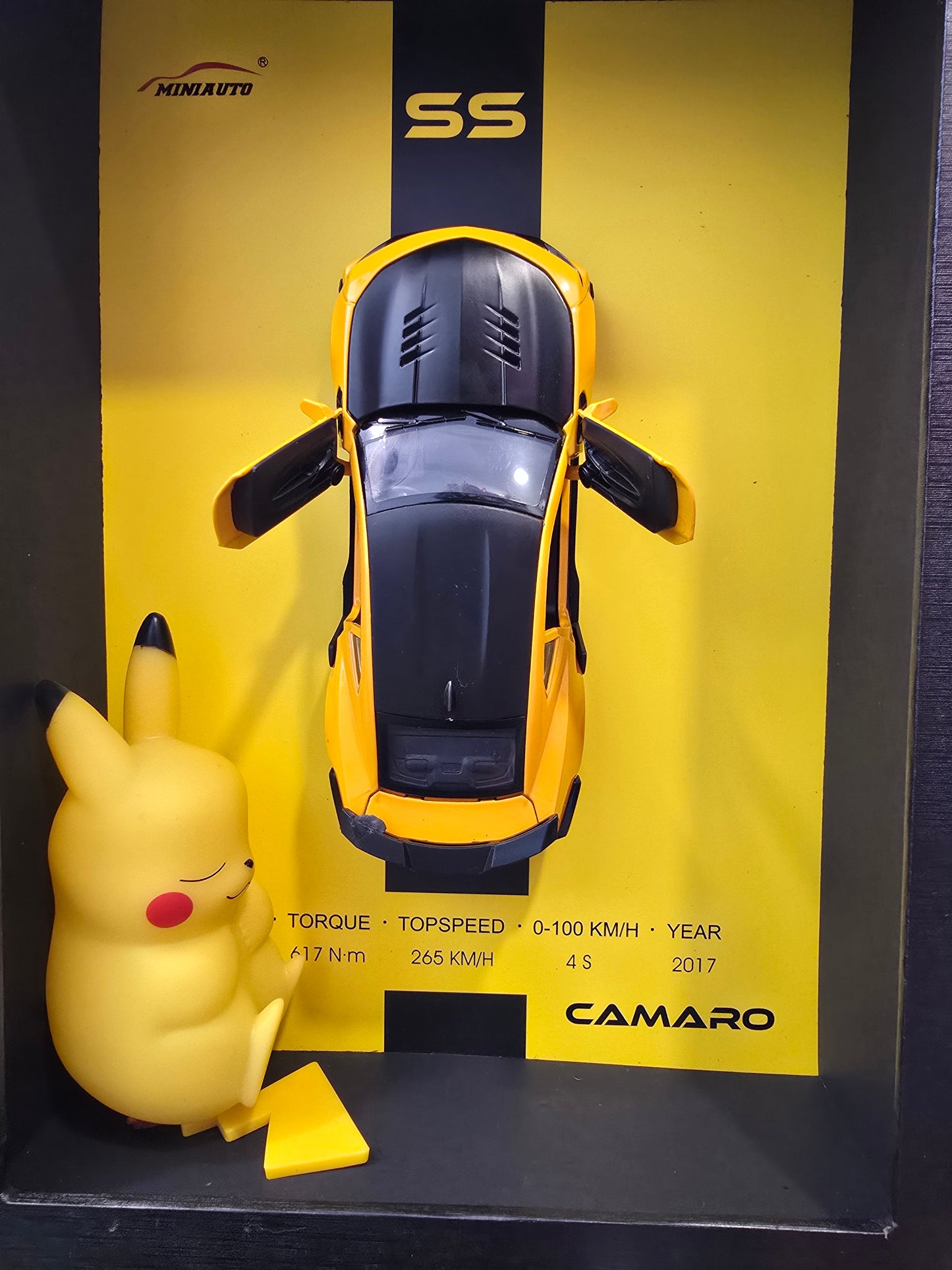 Toy Rush 3D Car Frame Wall Art | Wooden Frame with Removable Die-Cast Cars, Lights, Pull-Back Action & Opening Doors | Collectible Display for Car Lovers