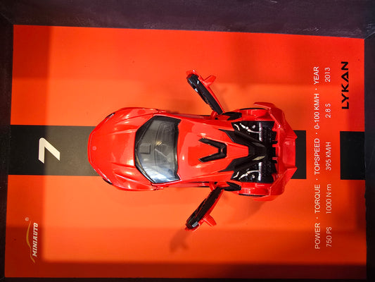 Toy Rush 3D Car Frame Wall Art | Wooden Frame with Removable Die-Cast Cars, Lights, Pull-Back Action & Opening Doors |Gift & Collectible Display for Car Lovers (Lykan)