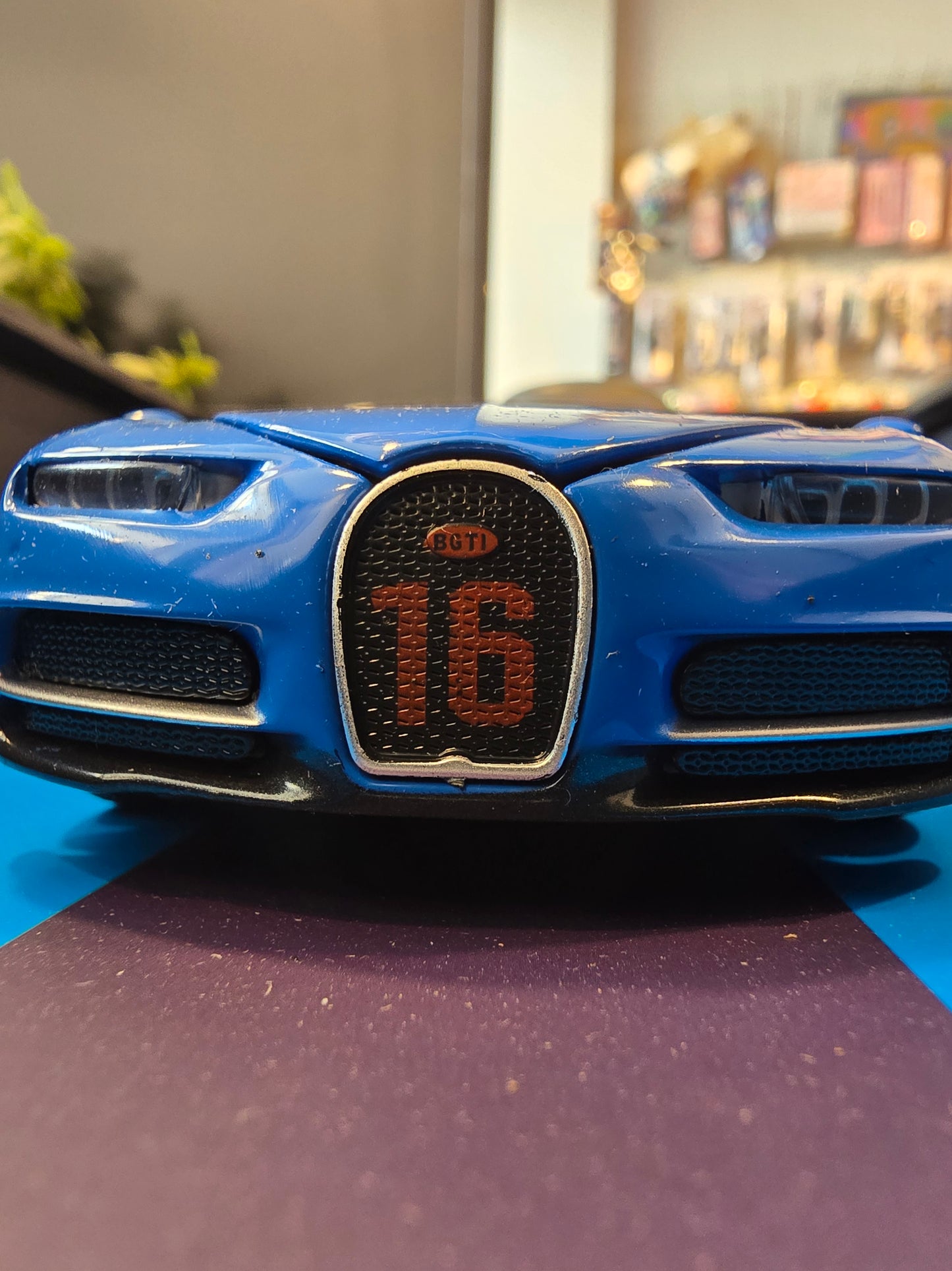 3D Car Frame Wall Art | Wooden Frame with Removable Die-Cast Cars, Lights, Pull-Back Action & Opening Doors Collectible Display for Car Lovers (Veyron)