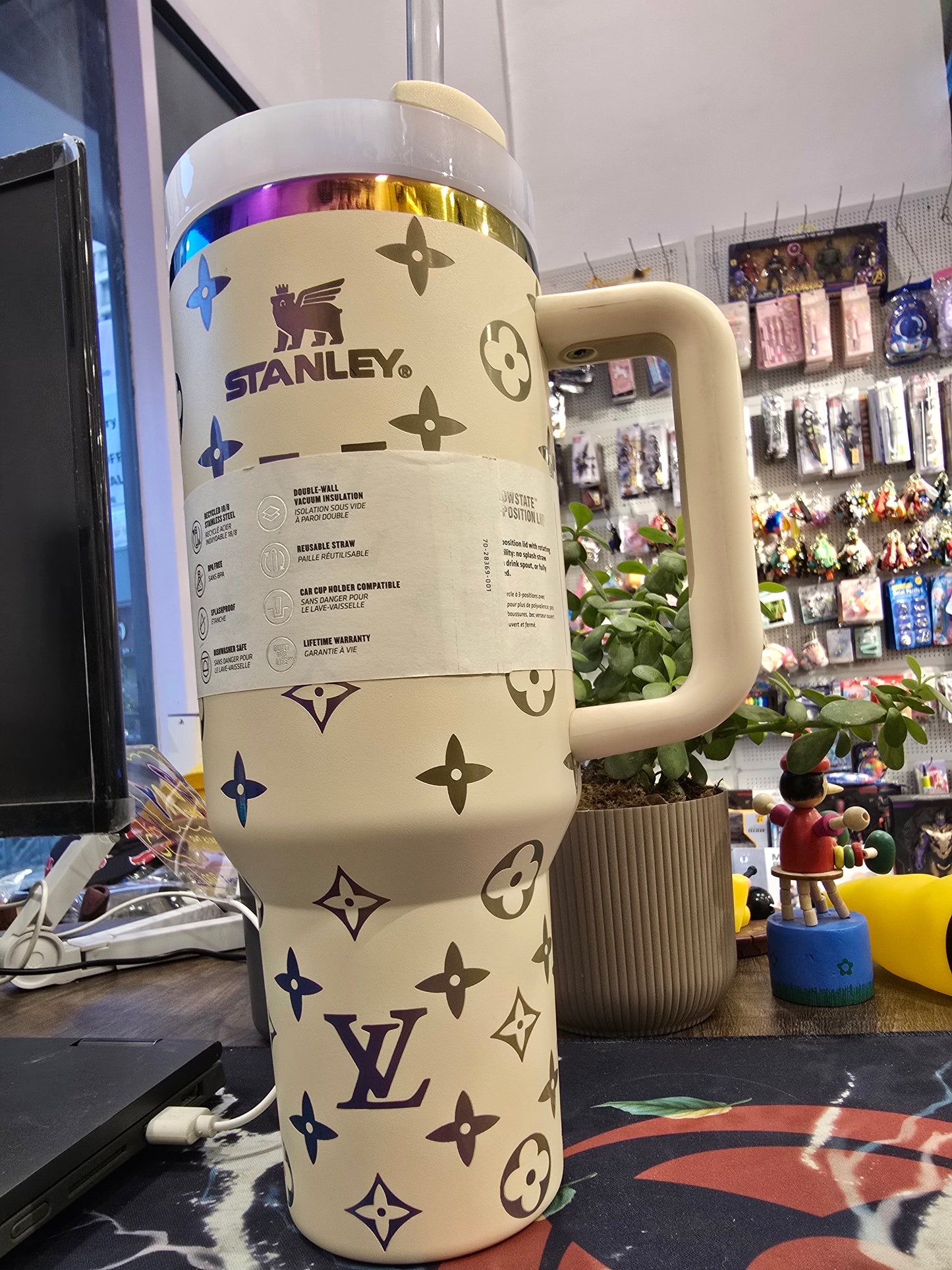 Stanley Quencher H2.0 Tumbler with Handle and Straw 40 oz | Flowstate 3-Position Lid | Cup Holder Compatible for Travel | Insulated Stainless Steel Cup | BPA-Free | Peony