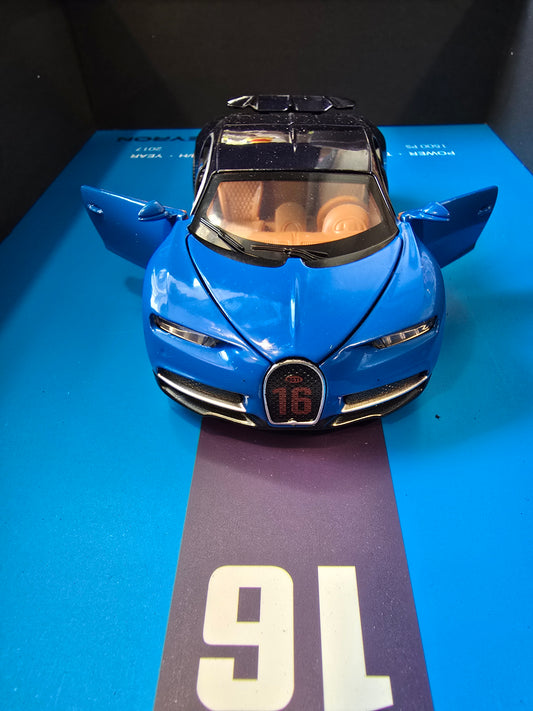 3D Car Frame Wall Art | Wooden Frame with Removable Die-Cast Cars, Lights, Pull-Back Action & Opening Doors Collectible Display for Car Lovers (Veyron)