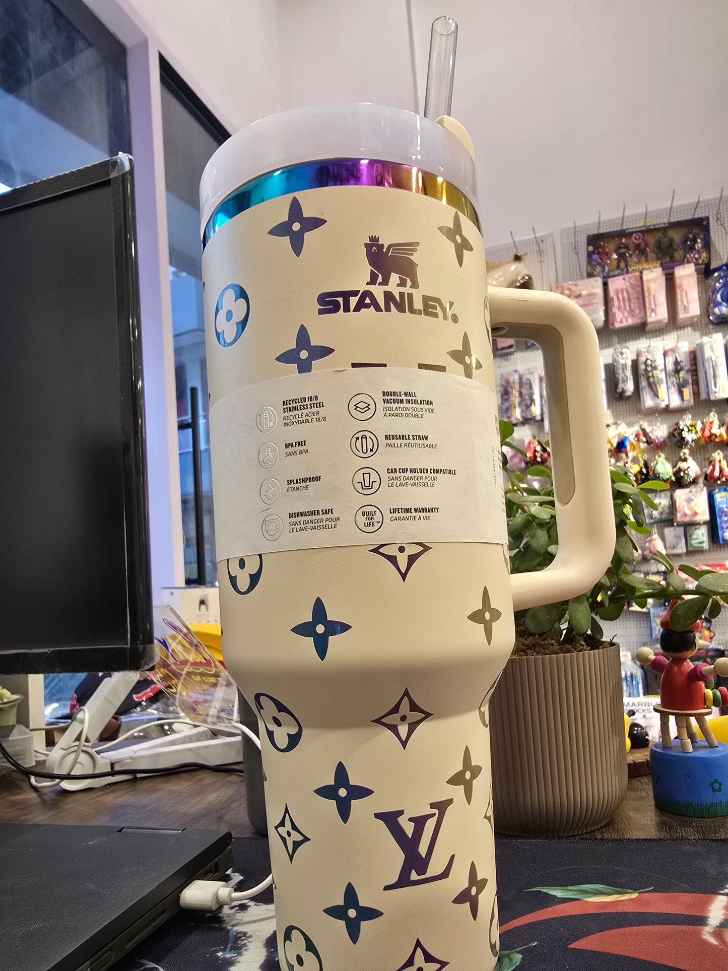 Stanley Quencher H2.0 Tumbler with Handle and Straw 40 oz | Flowstate 3-Position Lid | Cup Holder Compatible for Travel | Insulated Stainless Steel Cup | BPA-Free | Peony