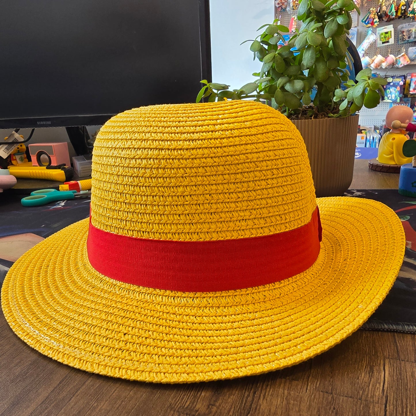Luffy Straw Hat Cosplay Accessory Anime Sun Beach Hats for Halloween Party Travel Performance Costume Yellow
